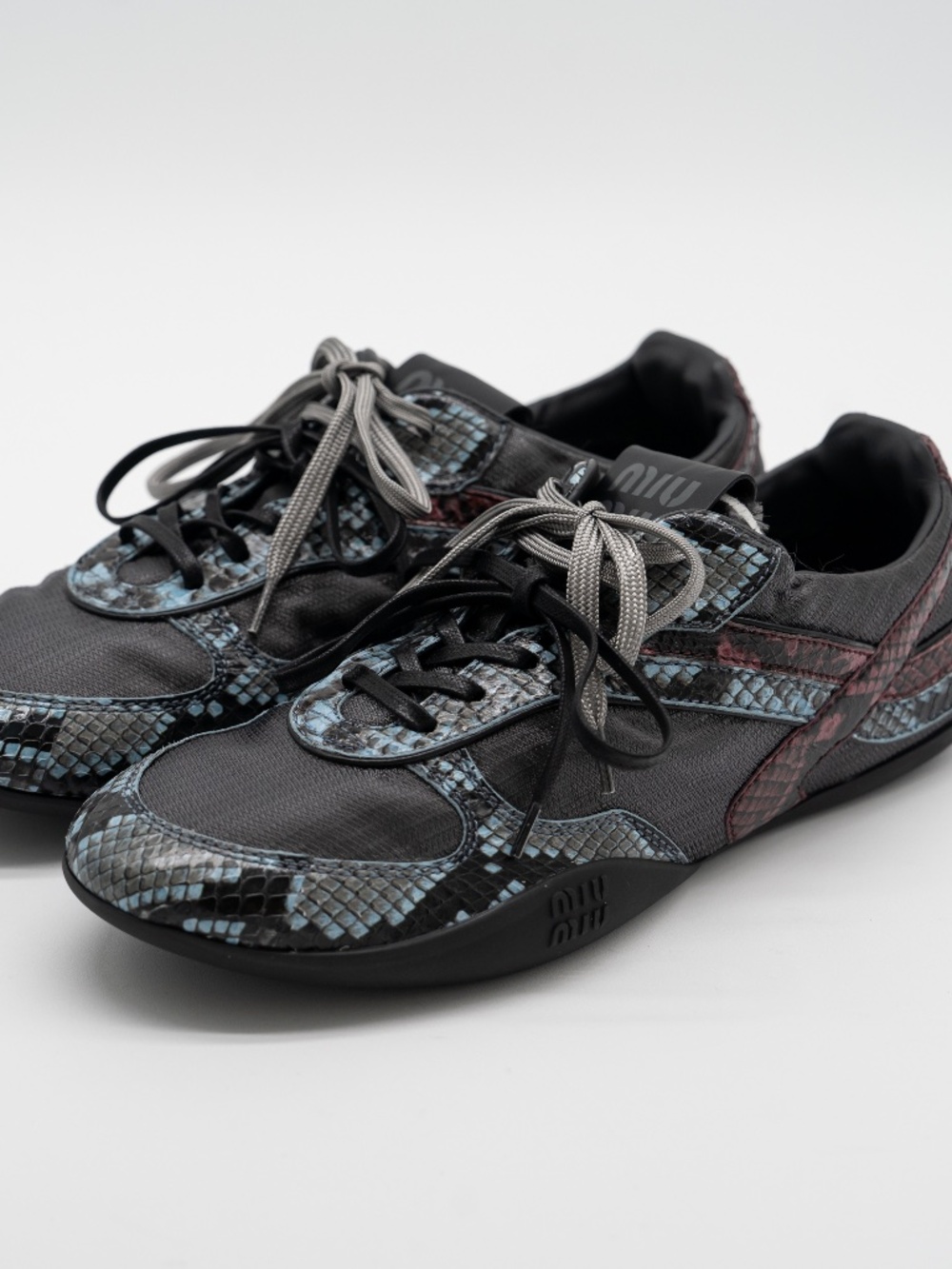 Miu Miu Gymnasium Technical Sneakers Python Black Blue Women's size 40 eu 10 US
